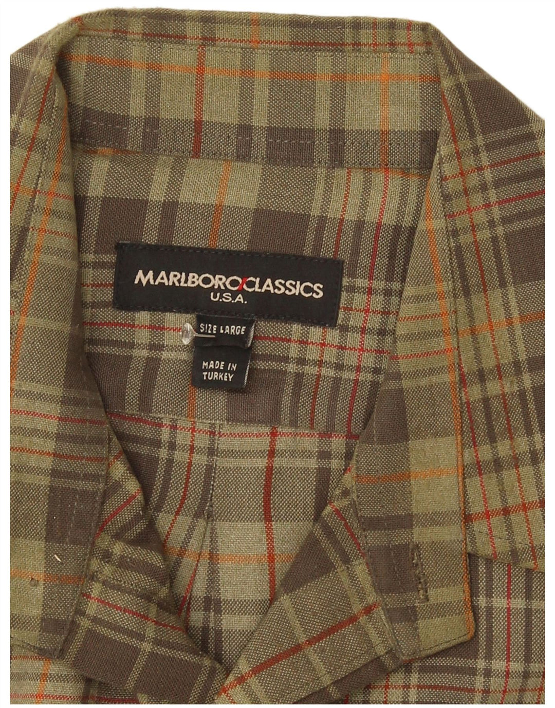 Cămașă de flanel pentru bărbați Marlboro Classics, carouri mari, kaki
