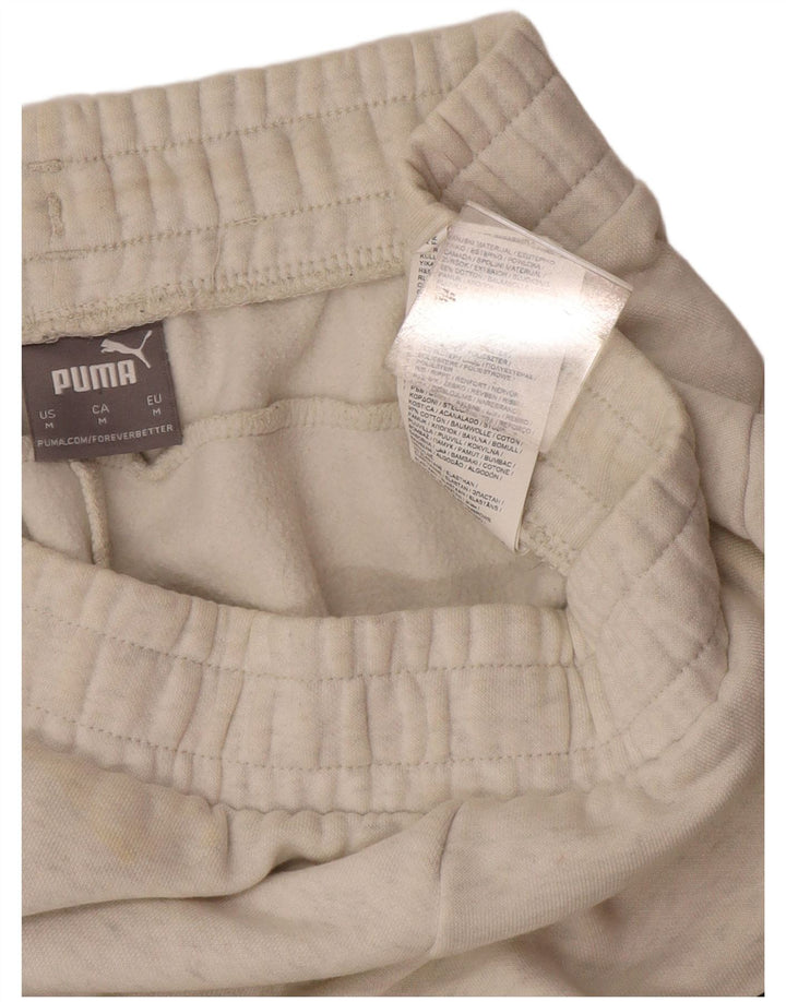 Pantaloni de trening Puma pentru bărbați Joggeri din bumbac alb mediu