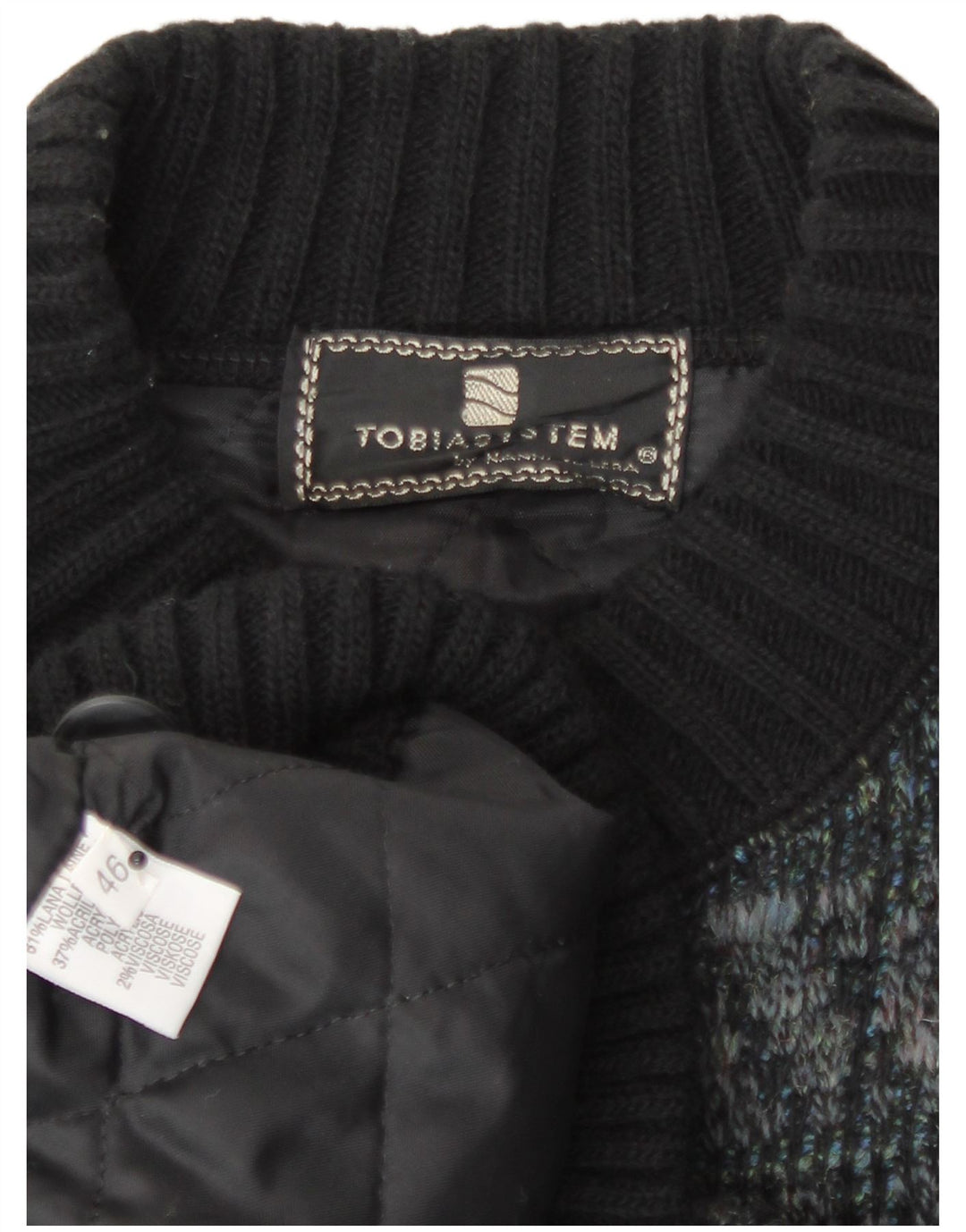 Jachetă Bomber Bărbați Tobia System tricot EU 46 Mic Bleumarin Lână Check Retro