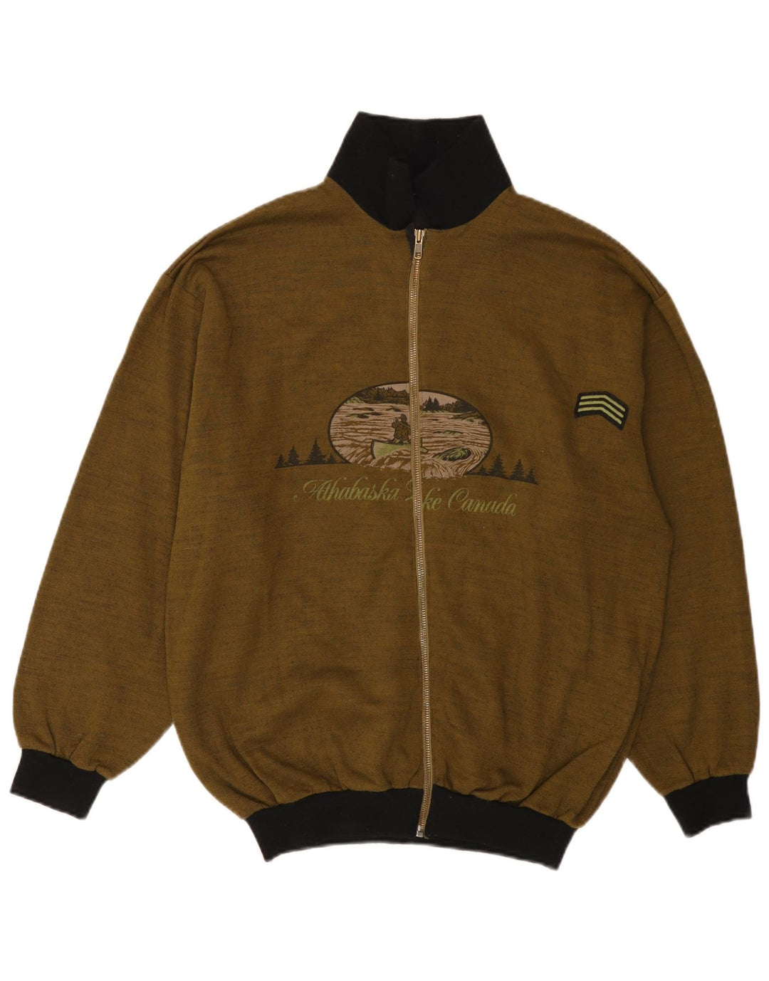 VINTAGE Pulover cardigan grafic pentru bărbați, mare, kaki, color block