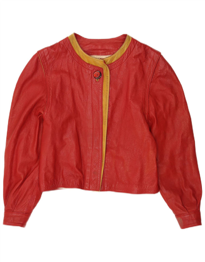 Jachetă din piele crop pentru femei Marcos IT 44 Medium Red Colourblock Piele