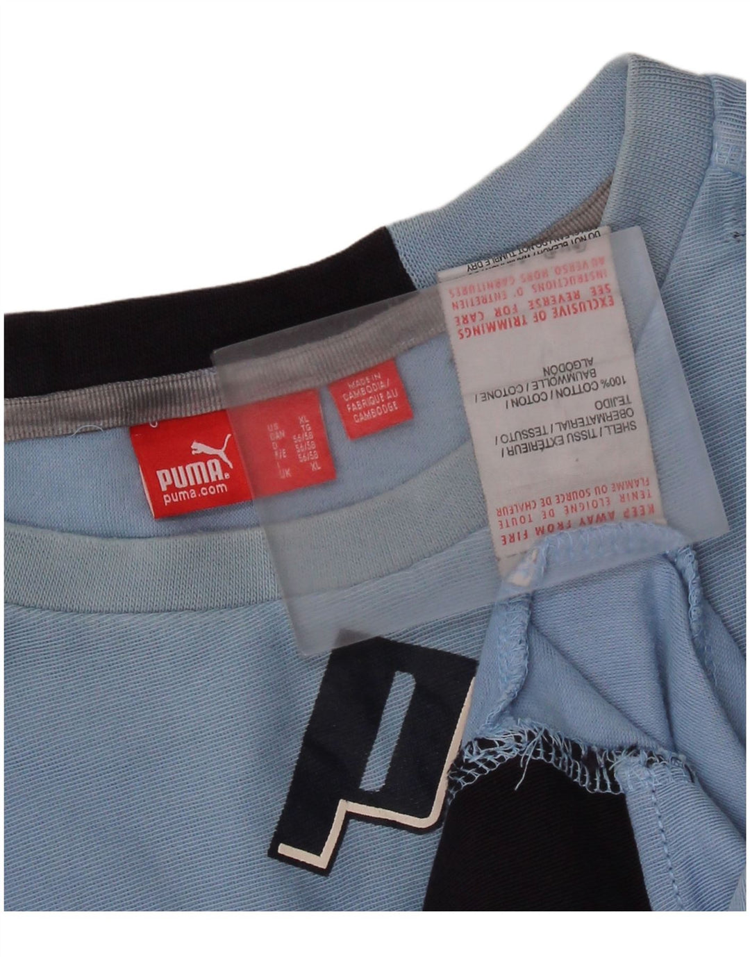 Tricou cu mânecă lungă PUMA pentru bărbați, XL, albastru, bumbac