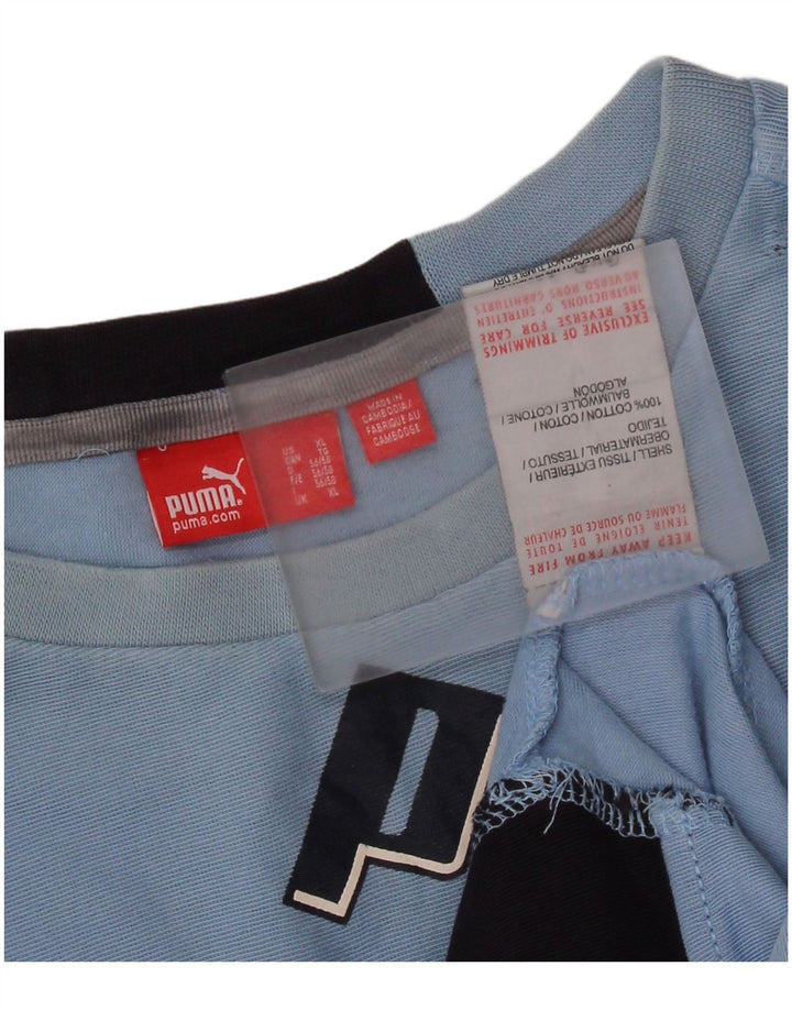 Tricou cu mânecă lungă PUMA pentru bărbați, XL, albastru, bumbac