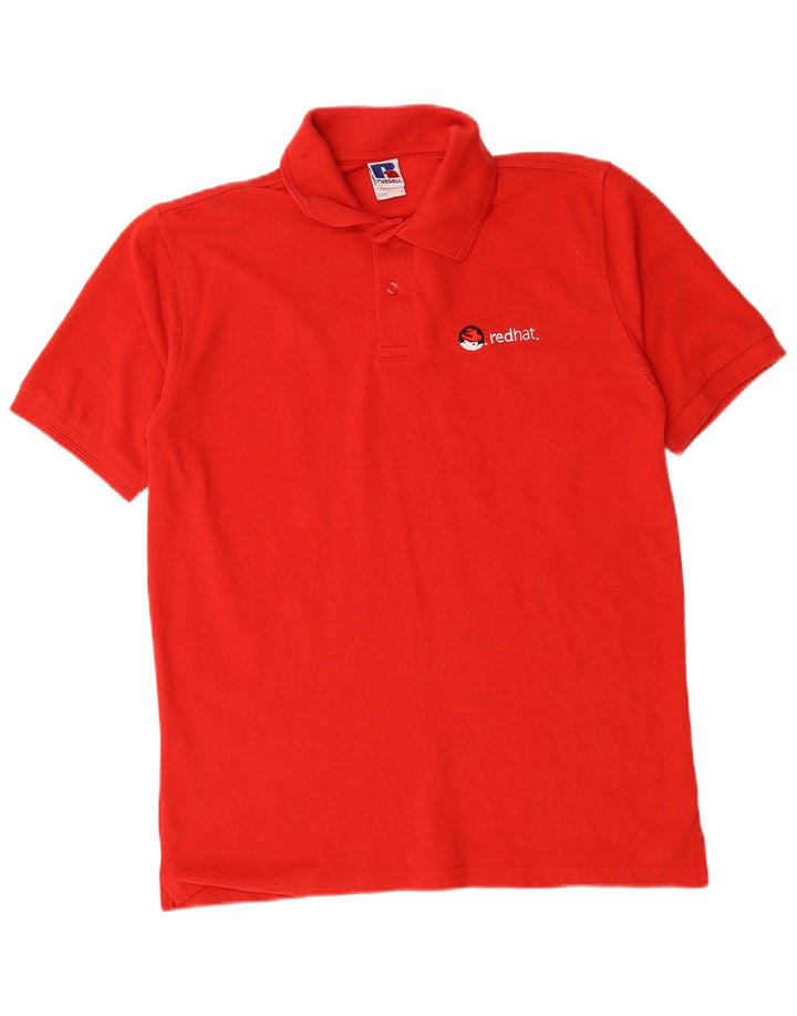 Tricou polo cu grafică pentru bărbați Russell Athletic, bumbac roșu mediu