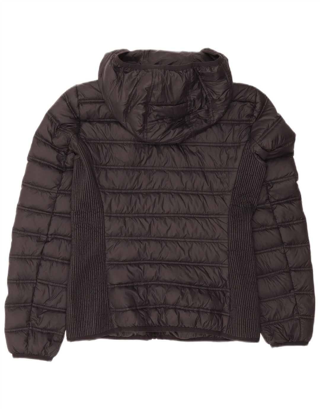 Jachetă căptușită cu glugă vintage pentru femei UK 12 Gri mediu Poliamidă color bloc