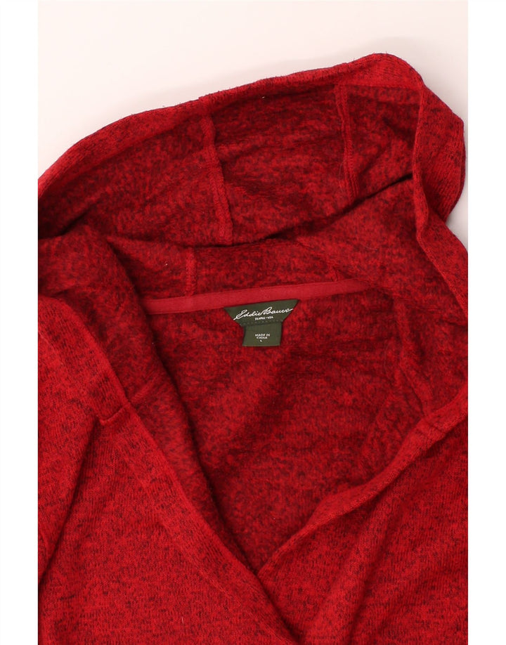 EDDIE BAUER Womens Hoodie Jumper UK 16 Large Red Flecked Polyester Vintage Eddie Bauer and Second-Hand Eddie Bauer from Messina Hembry 