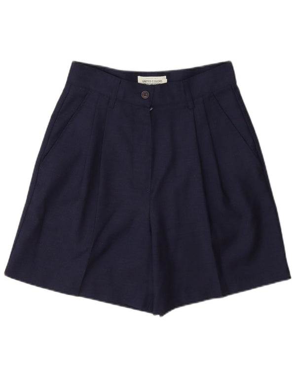 Pantaloni scurți casual Benetton pentru femei cu talie înaltă IT 40 Small W26 bleumarin