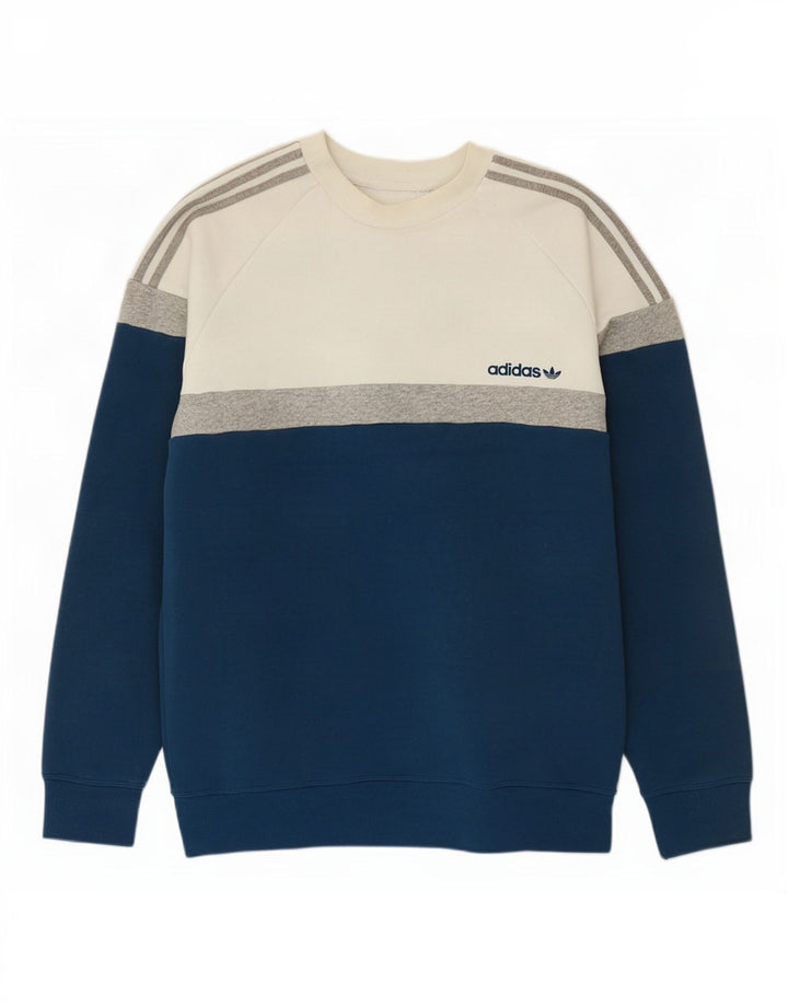 Hanorac pentru bărbați Adidas Jumper Medium Blue Colorblock Bumbac