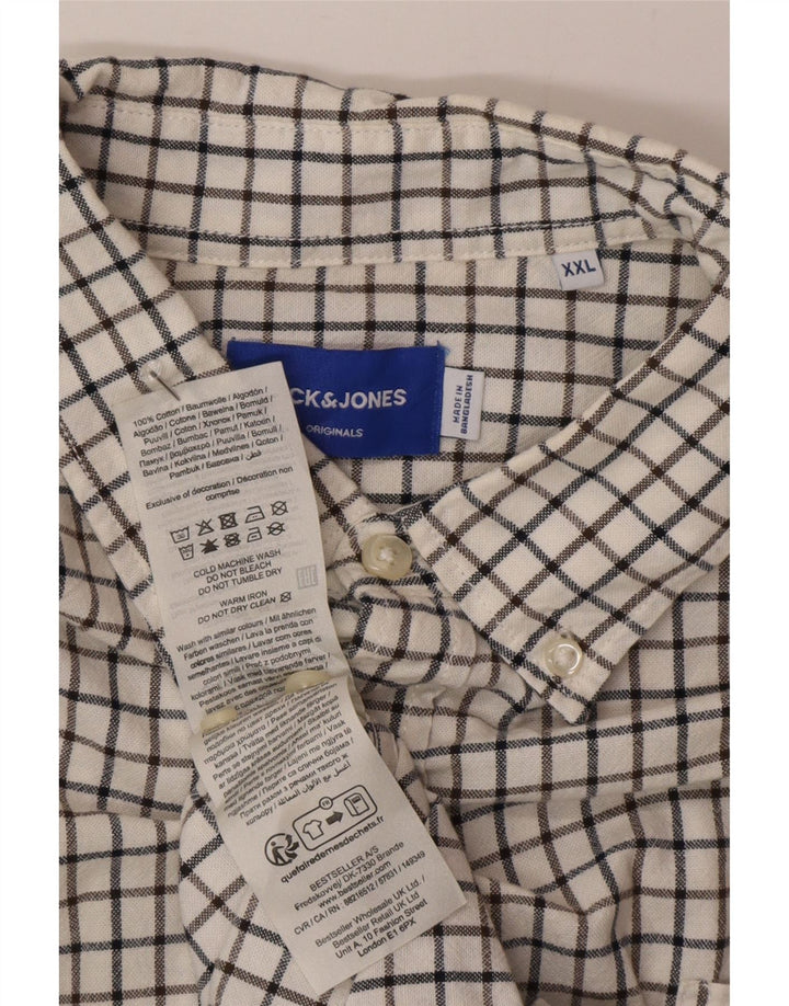 Cămașă Jack & Jones pentru bărbați 2XL, bumbac alb Gingham