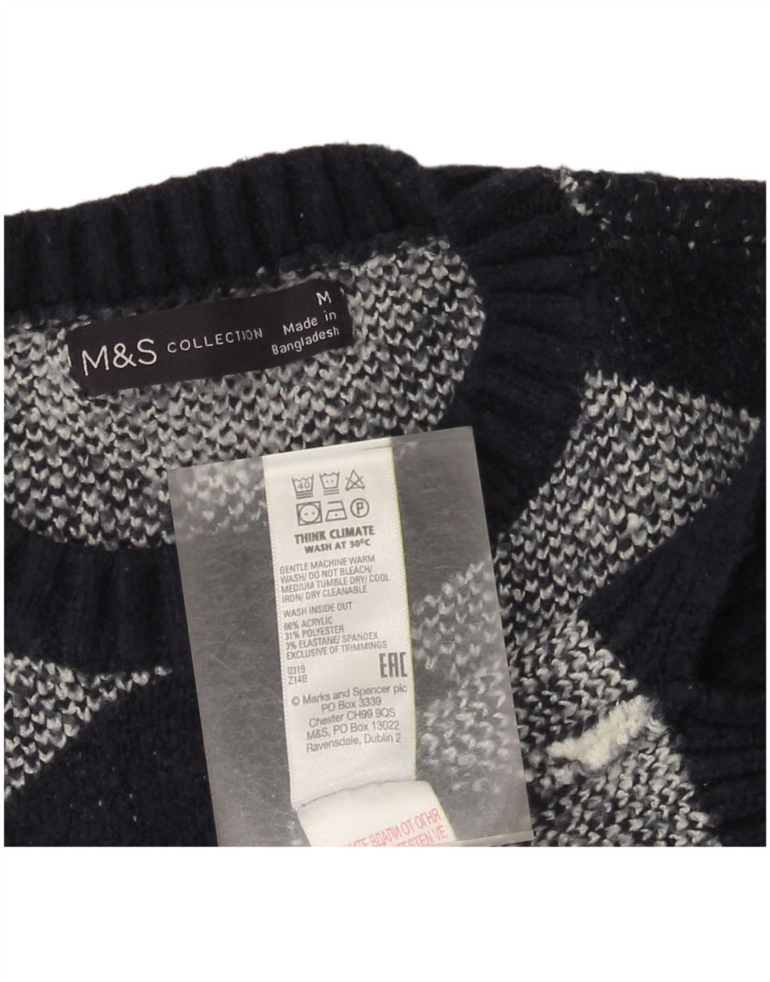 Pulover pentru femei Marks & Spencer cu decolteu triplu UK 14 Medium Black Check