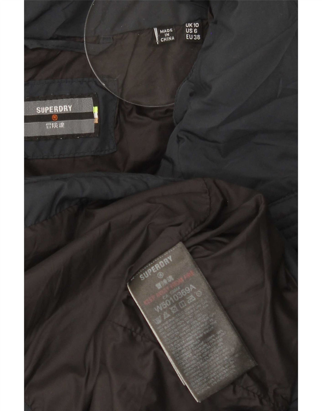 Jachetă căptușită Superdry pentru femei UK 10 Small, bleumarin, poliester