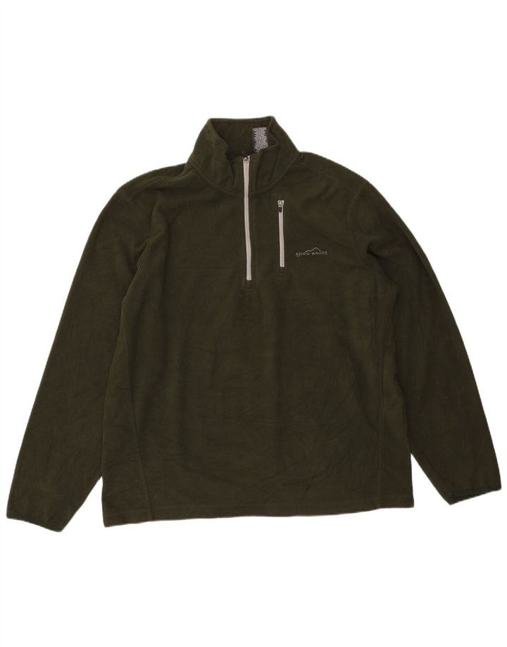 Pulover pentru bărbați Eddie Bauer, cu fermoar și gât, poliester verde mare