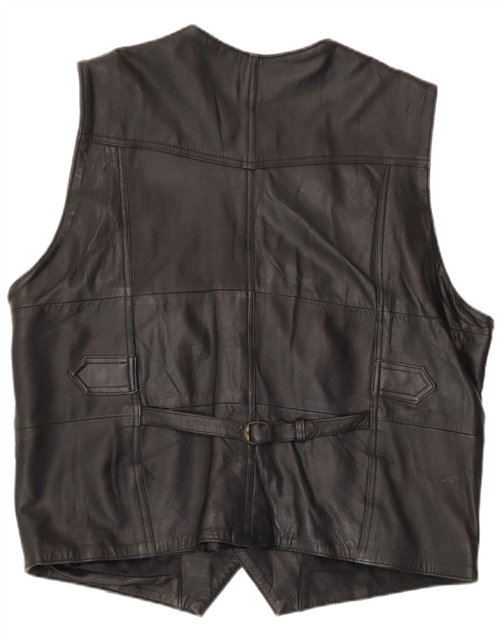 Vestă din piele vintage pentru bărbați EU 54 XL din piele neagră