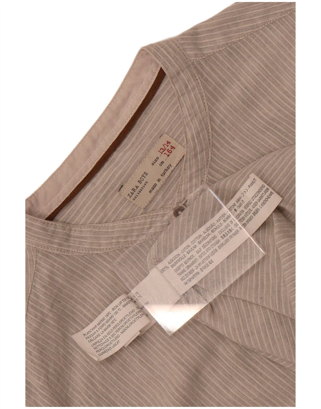 Cămașă Zara Băieți 13-14 Ani Gri Pinstripe Bumbac