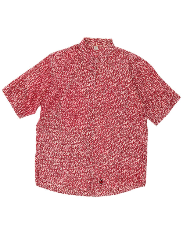 Cămașă vintage cu mânecă scurtă pentru femei Mărimea 38 Bumbac Floral Roșu Mediu