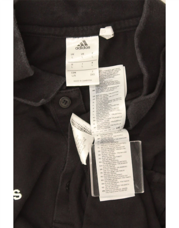 Tricou polo Adidas Climalite pentru bărbați, bumbac negru mare