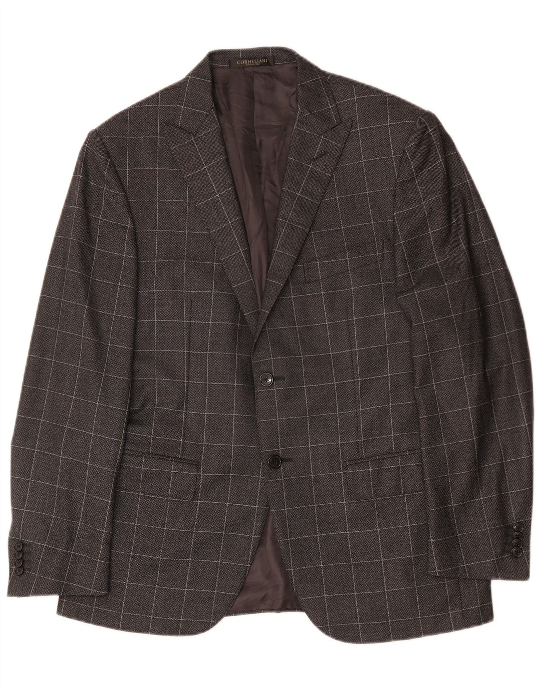 CORNELIANI Jachetă pentru bărbați cu 2 nasturi IT 50 Lână virgină cu carouri, gri mare