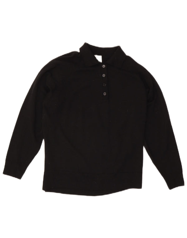 CZARINA Pulover cu gât polo pentru femei UK 16 Lână mare neagră