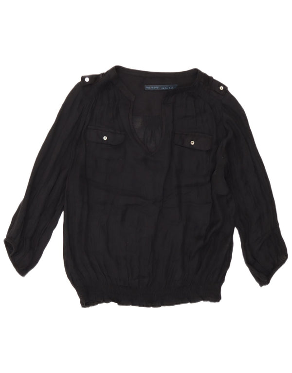 Bluză militară cu mâneci 3/4 pentru femei Zara UK 12 Medium Black