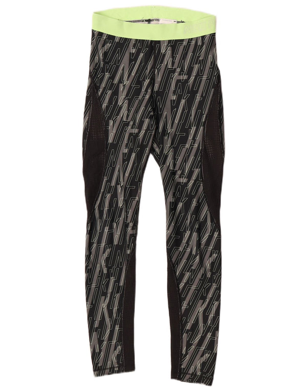 Leggings grafic Nike pentru femei UK 10 Mici, negru, geometric, poliester Sport