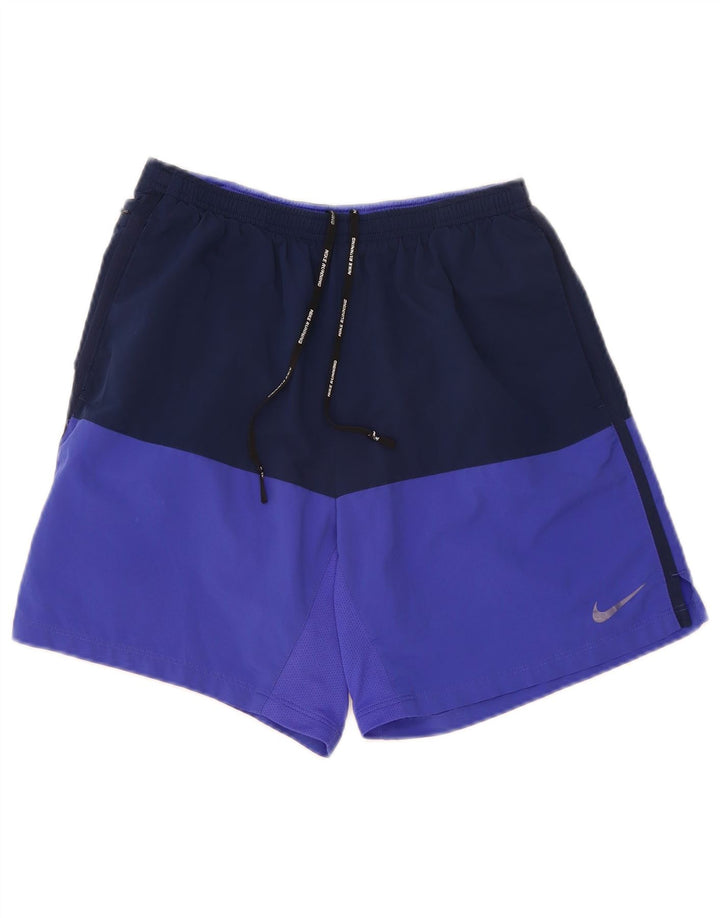 Pantaloni scurți sport Nike pentru bărbați, medii, bleumarin, poliester color bloc