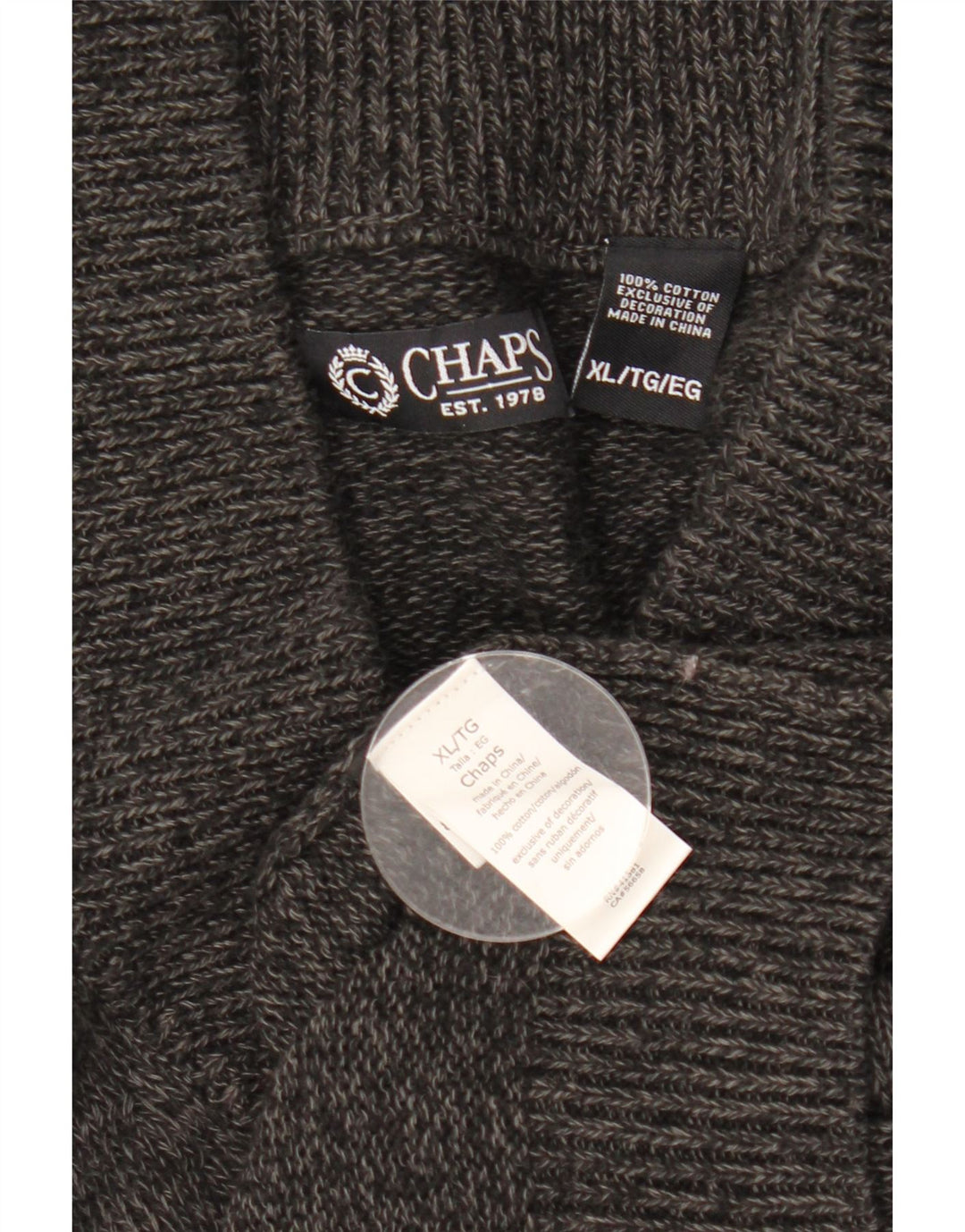 Pulover cardigan pentru bărbați CHAPS XL, bumbac cu pete gri