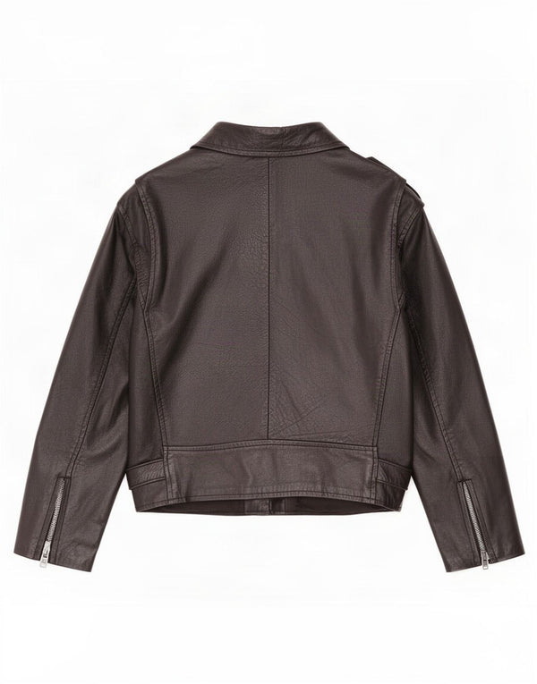 Jachetă motociclist din piele vintage pentru femei UK 12 Medium Black