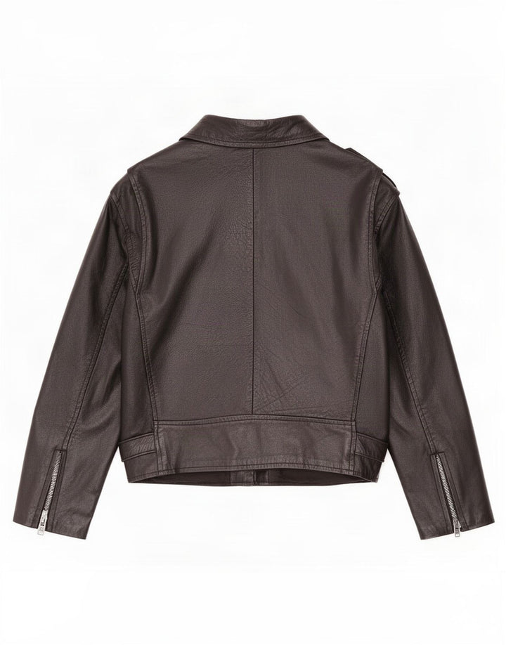 Jachetă motociclist din piele vintage pentru femei UK 12 Medium Black