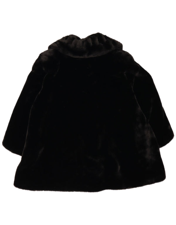 Palton supradimensionat vintage pentru femei din blană artificială UK 18 XL poliester negru