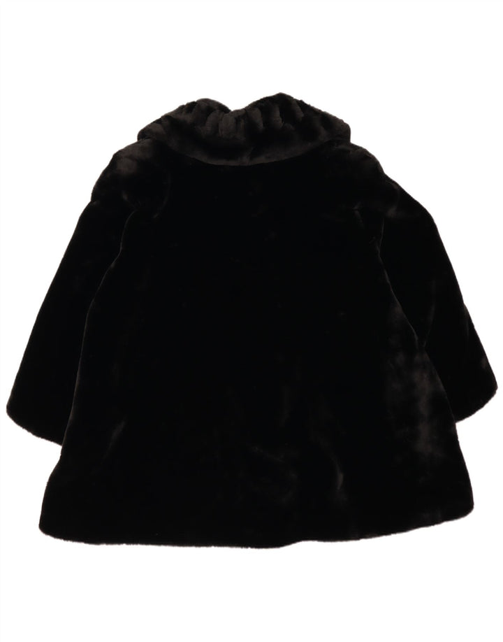 Palton supradimensionat vintage pentru femei din blană artificială UK 18 XL poliester negru
