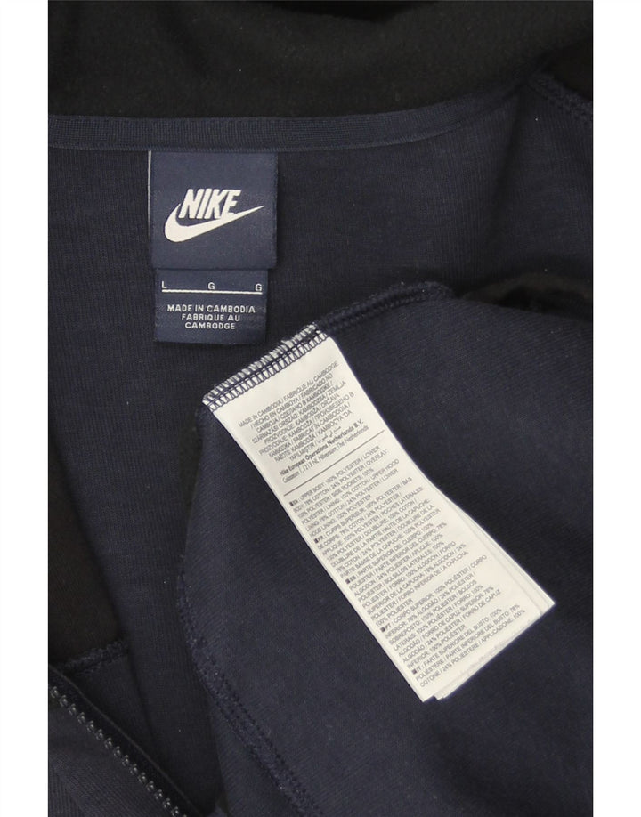 Pulover Nike pentru bărbați, cu fermoar, cu capotă, mare, albastru bleumarin, bumbac color bloc