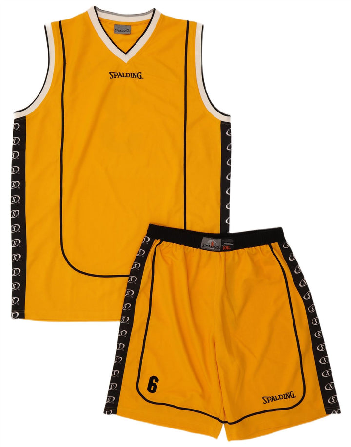 SPALDING Mens Graphic 2 Piece Set 3XL  Yellow Colourblock Polyester