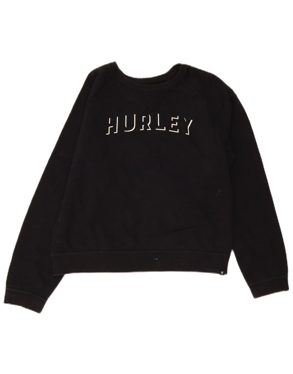 Pulover de hanorac oversized Crop Graphic pentru femei Hurley UK 10 Small Black