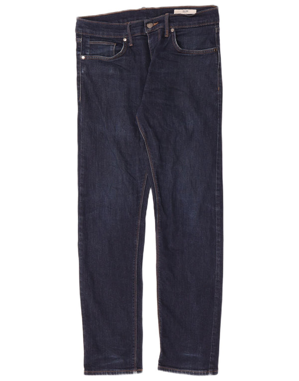 Blugi slim pentru bărbați Marks & Spencer W32 L31 bumbac bleumarin