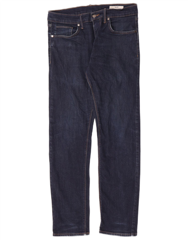Blugi slim pentru bărbați Marks & Spencer W32 L31 bumbac bleumarin