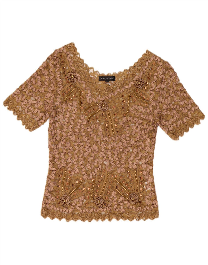 Bluză din dantelă pentru femei Sky Design Top US 1 XS Bej Poliester floral