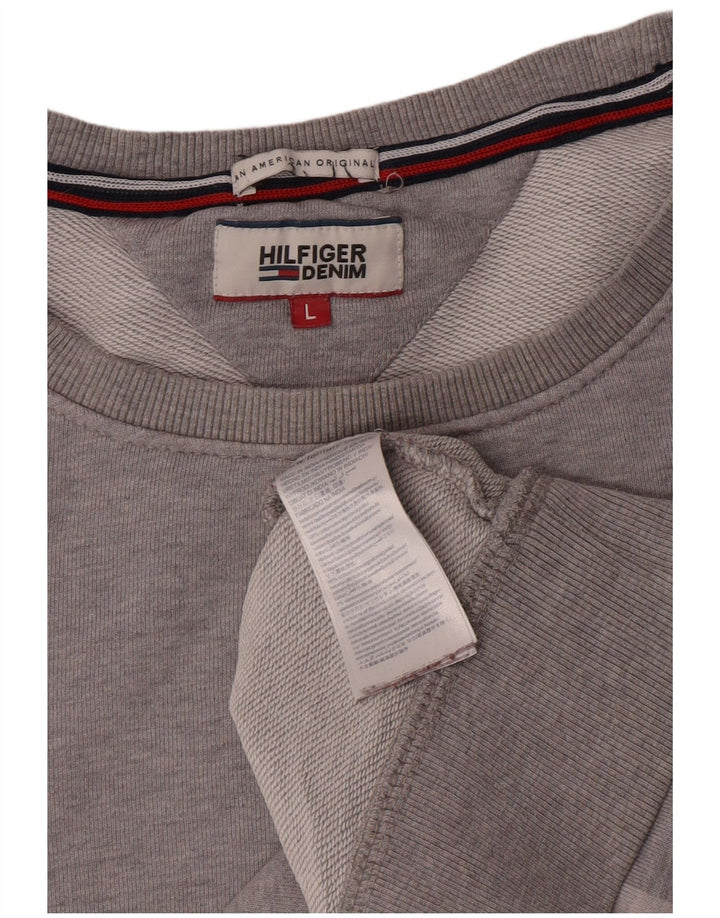 Hanorac grafic pentru bărbați Tommy Hilfiger Pulover mare din bumbac gri