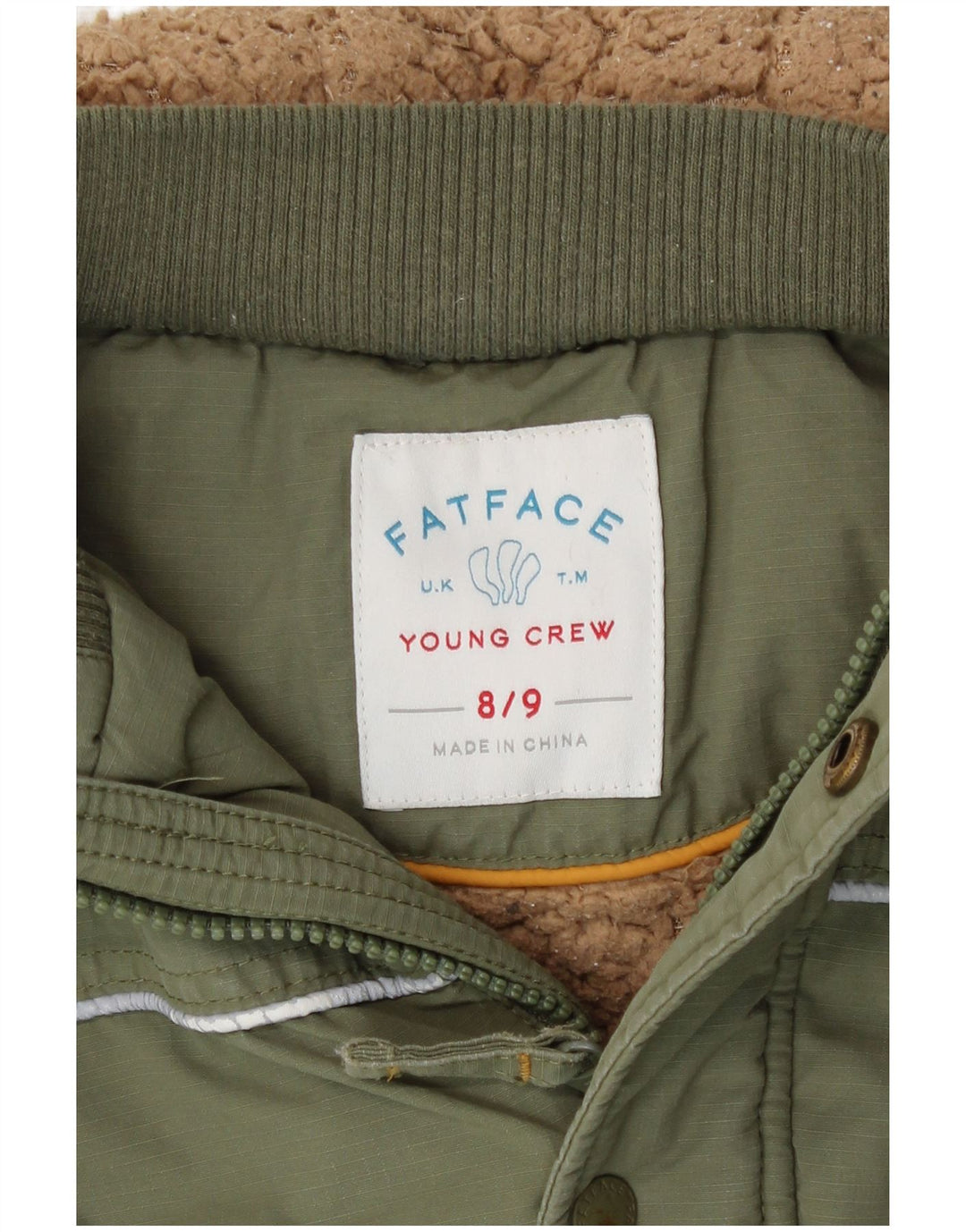 Jachetă parka cu glugă pentru băieți Fat Face 8-9 ani bumbac kaki