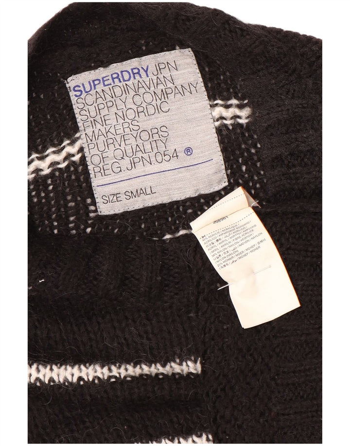 Pulover Superdry pentru femei cu decolteu rotund, cu dungi mici, negru, UK 10