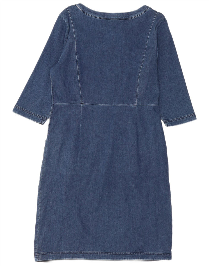 Laura Ashley Rochie de bază cu mâneci 3/4 pentru femei UK 14, mare, albastru, bumbac