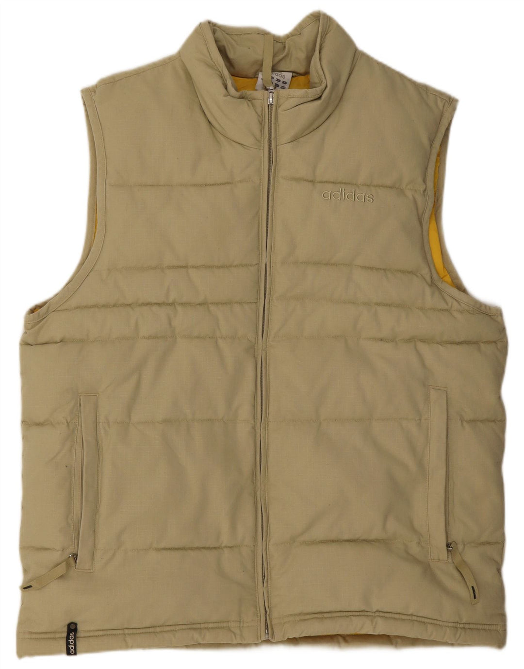 Adidas Mens Padded Gilet UK 38 Medium Beige Bumbac
