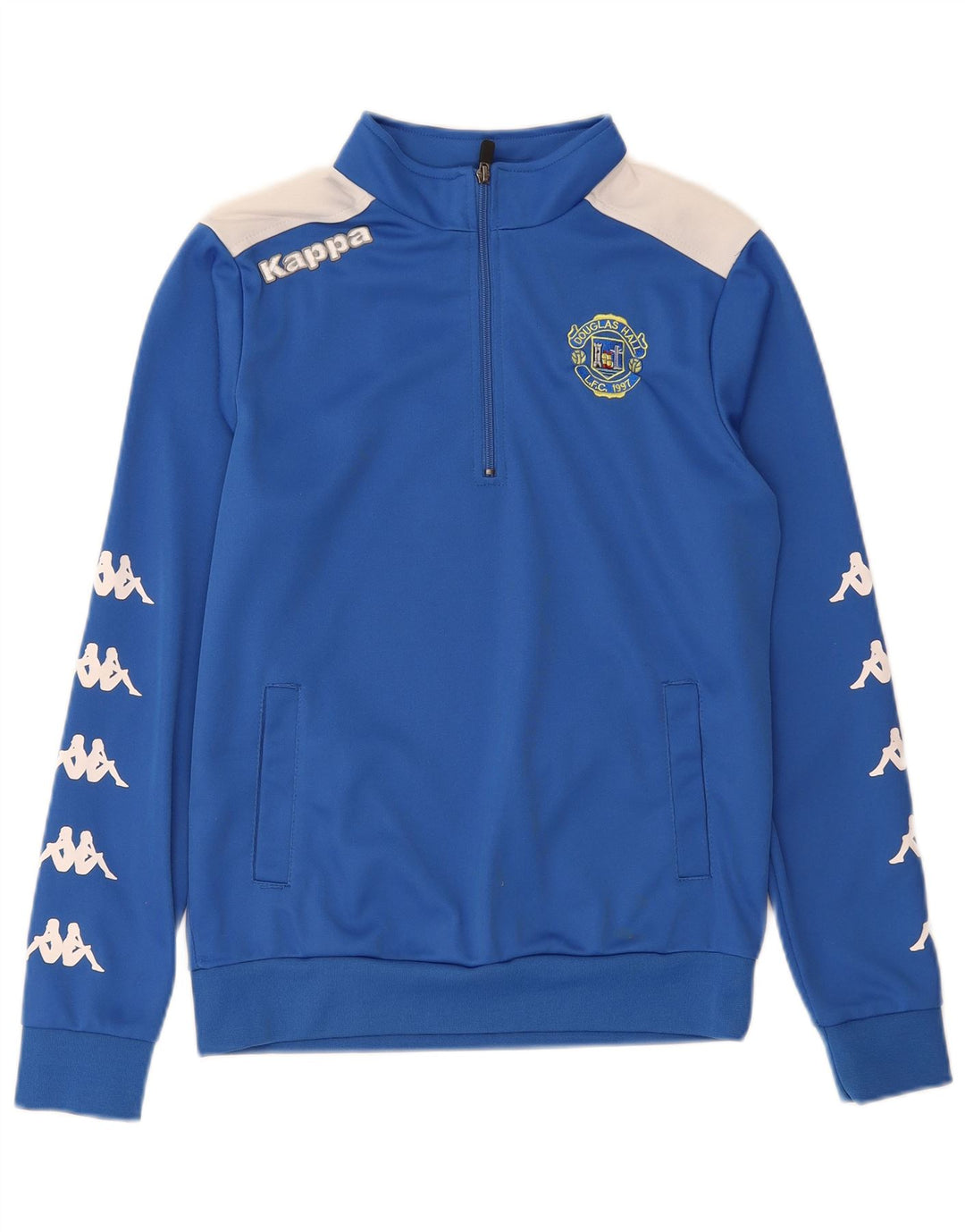 KAPPA Mens Graphic Zip Neck Sweatshirt Jumper Small Blue Colourblock