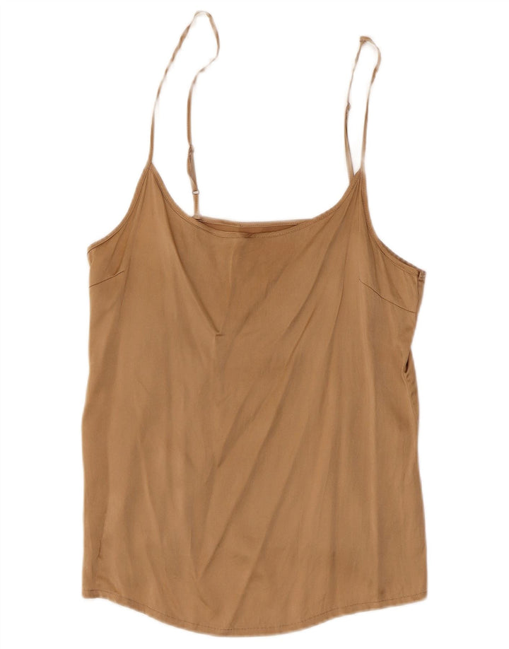 Vintage Cami Top pentru femei UK 8 Small Brown Silk
