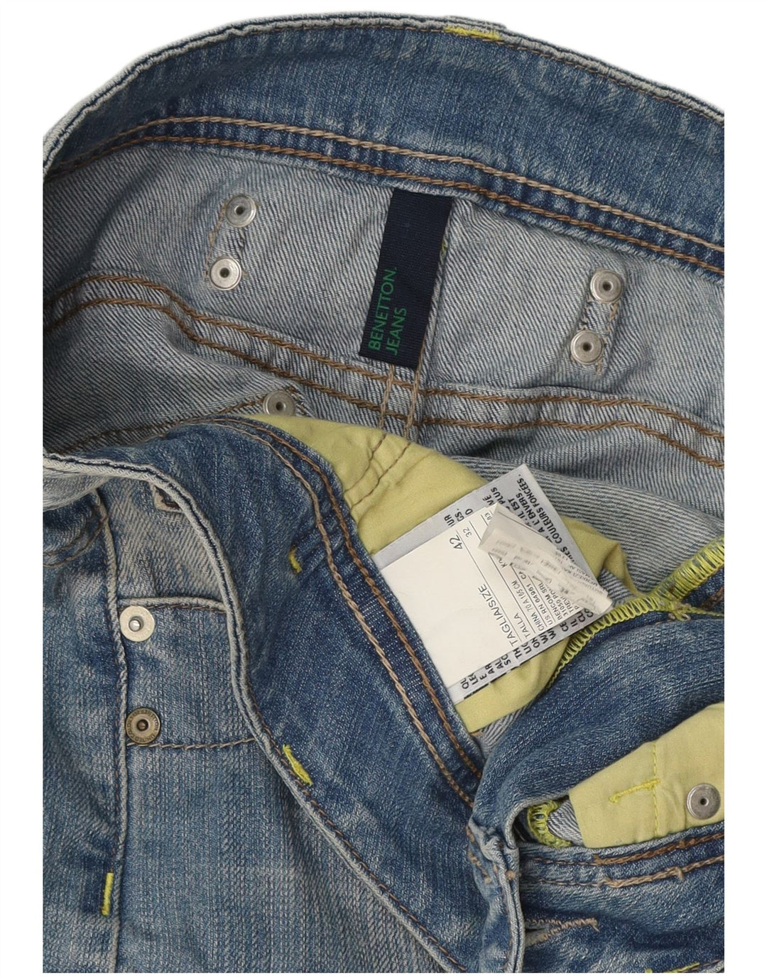 Fusta mini denim pentru femei Benetton IT 42 Medium W32 Bumbac albastru