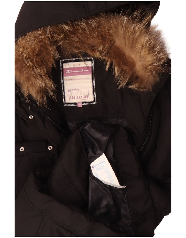 Jachetă parka cu glugă Champion pentru femei UK 14 Medium Black Poliester Winter