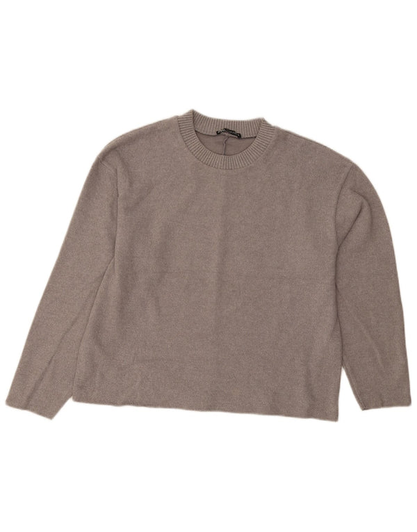 Pulover cu decolteu scurt pentru femei Zara UK 14 Gri mediu