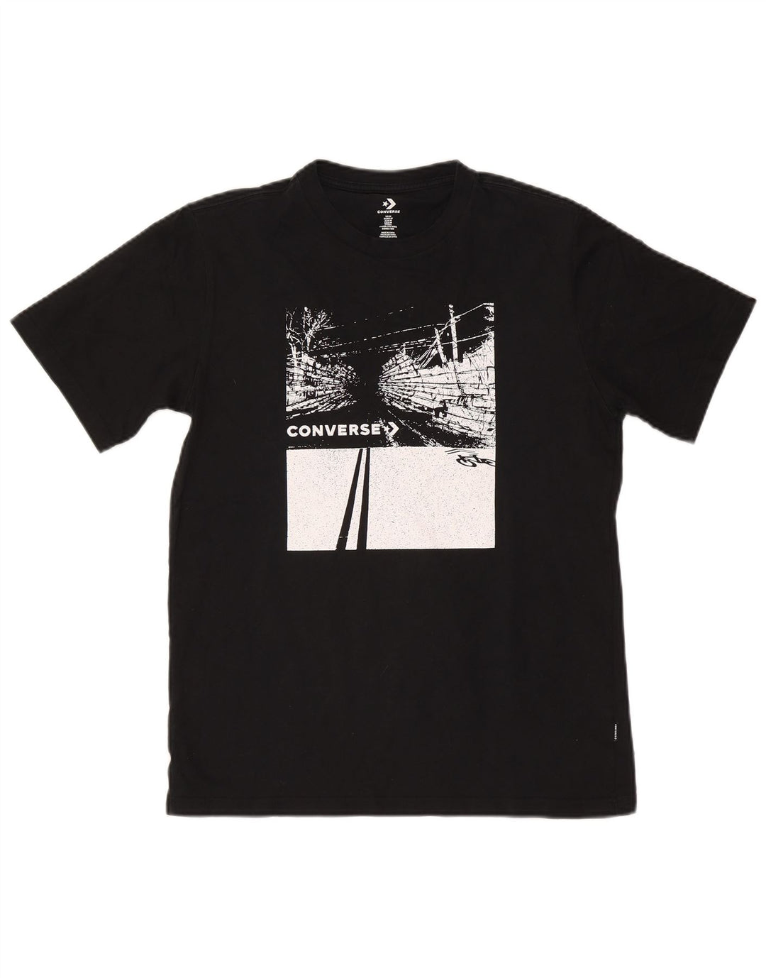 Tricou grafic Converse pentru bărbați Top mediu din bumbac negru