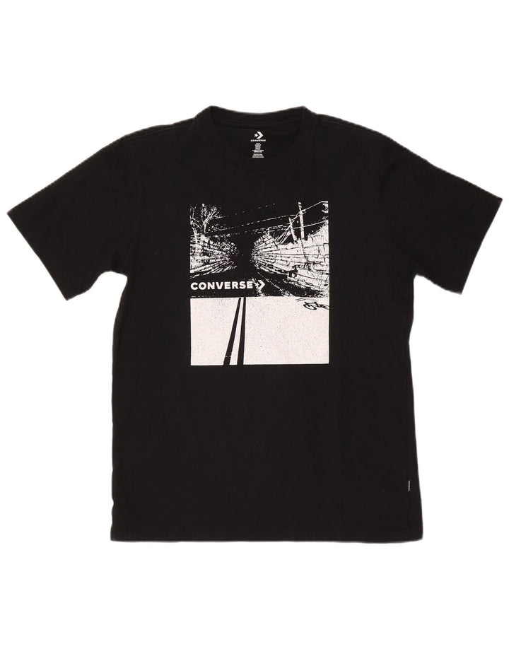 Tricou grafic Converse pentru bărbați Top mediu din bumbac negru