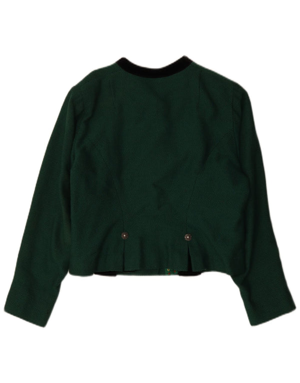 Jachetă vintage pentru femei crop cu 5 nasturi, UK 14, verde mediu