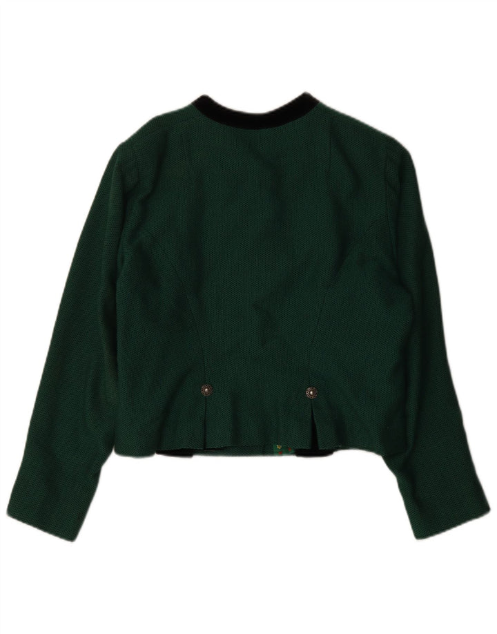 Jachetă vintage pentru femei crop cu 5 nasturi, UK 14, verde mediu